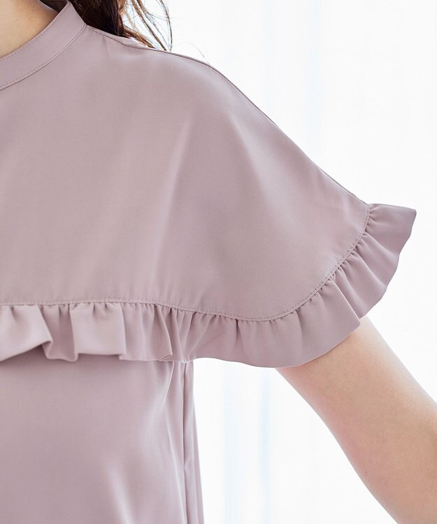 Tiaclasse L 【洗える】ケープ風フリルスリーブブラウス ピンク