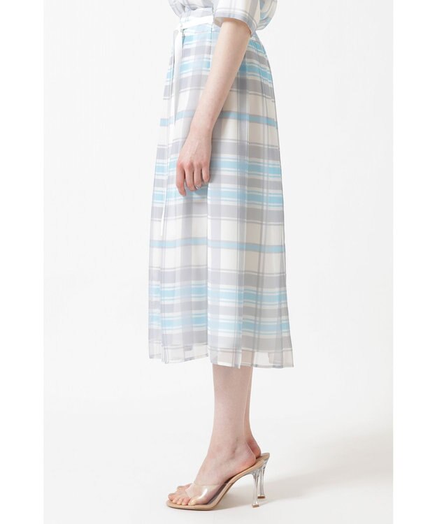 DAKS 50th アニバーサリーチェック シフォン レイヤードスカート ブルー