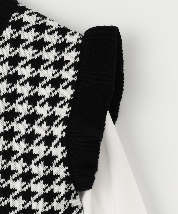 ANY KIDS ニットベストレイヤードチュニック 千鳥ジャガード×エクリュ