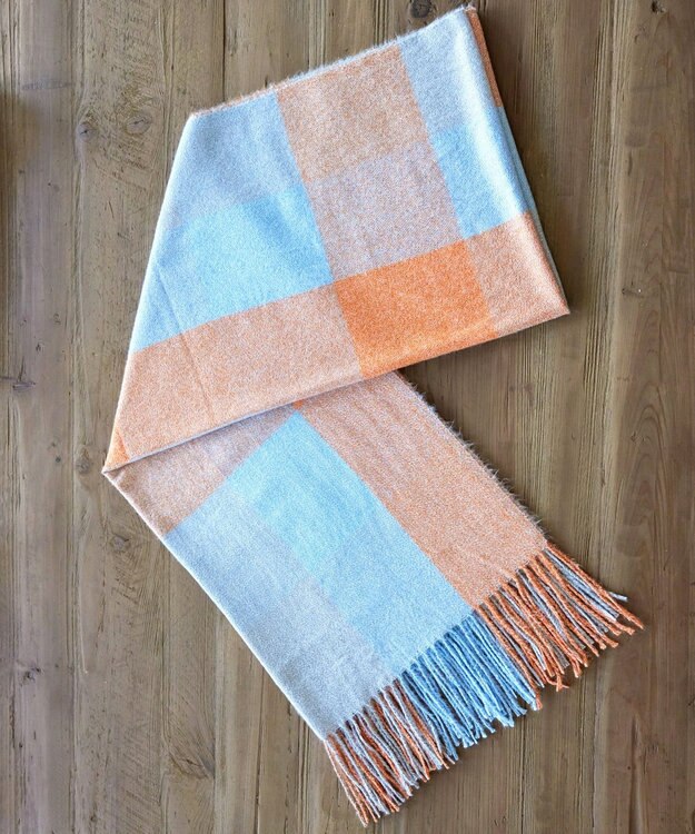 Tiaclasse 大判チェックマフラー オレンジ