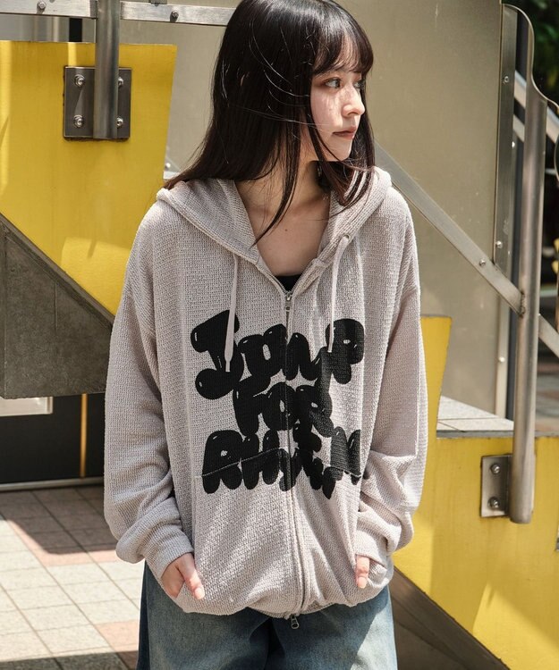 WEGO 【ユニセックス着用ITEM/MLサイズ展開】メッシュロゴジップパーカー グレー