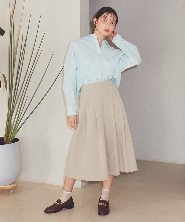 earth music&ecology 選べる丈タックスカーチョ Beige