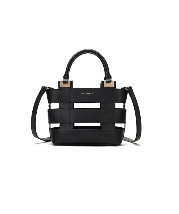 style code 【MERCURYDUO/マーキュリーデュオ】軽量メッシュ　花柄巾着付ミニトートバッグ ブラック