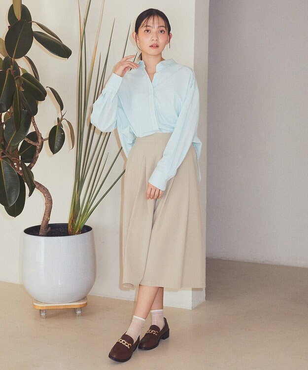 earth music&ecology 選べる丈タックスカーチョ Beige