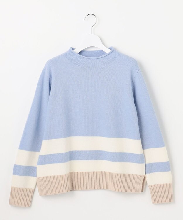 J.PRESS LADIES CAT ブロッキング ニット サックス系