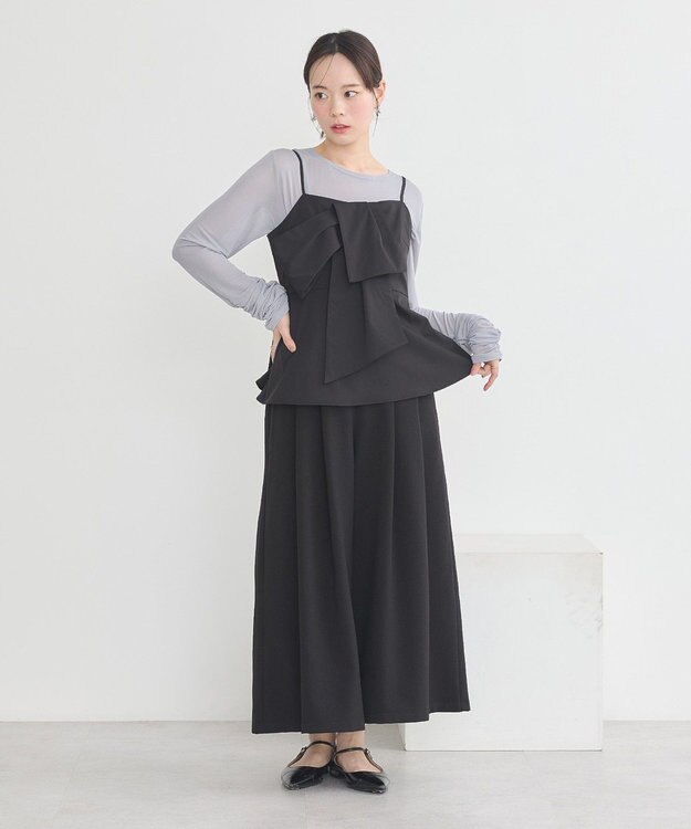 earth music&ecology 選べる丈タックスカーチョ Black