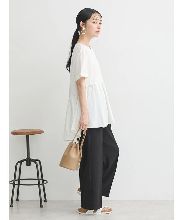 earth music&ecology 異素材チュニックカットソー Off White