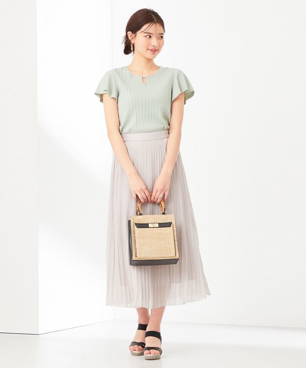 ANY SIS S 【洗える】パール調ポイントフレアスリーブ ニット ミント