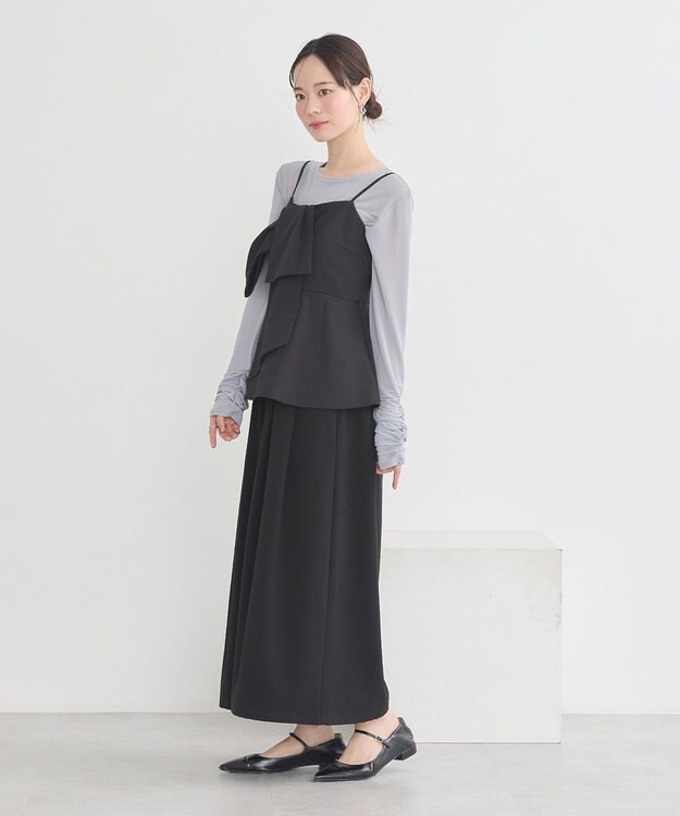 earth music&ecology 選べる丈タックスカーチョ Black