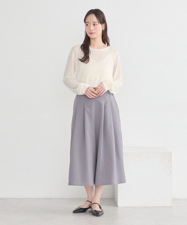 earth music&ecology 選べる丈タックスカーチョ Gray