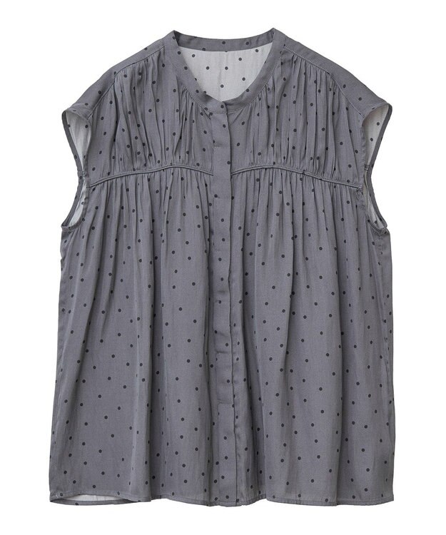 YECCA VECCA ドット柄ギャザーブラウス Camel