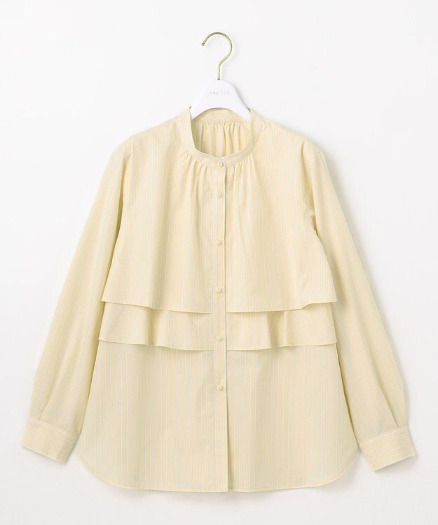 ANY SIS 【洗える】ラッフルレイヤード ブラウス イエローストライプ