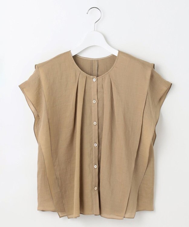 自由区 【カタログ掲載・接触冷感・洗える】シアーラミーローンフリル ブラウス ベージュ