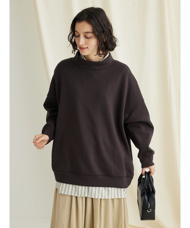 CRAFT STANDARD BOUTIQUE ポンチモックネックビッグプルオーバー Charcoal Gray