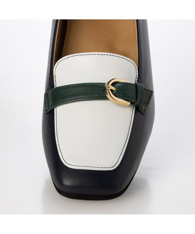 ing <ing>ベルトデザインヒールローファー ネイビーコンビ