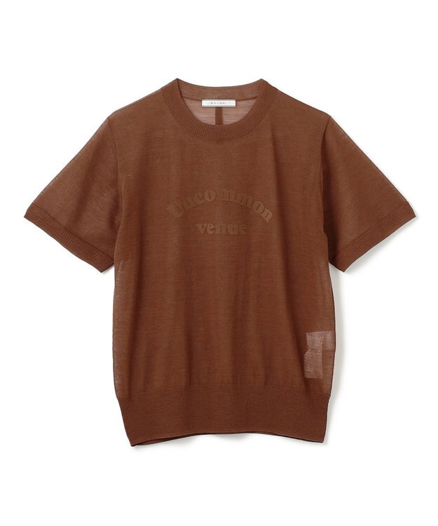 BEIGE， 【洗える・GLOW 10月号掲載】CADDO / シアーウールメッセージロゴＴニット Brown