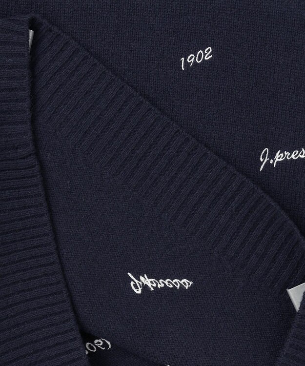 J.PRESS MEN エンブロイダリー クルーネックニット ネイビー系