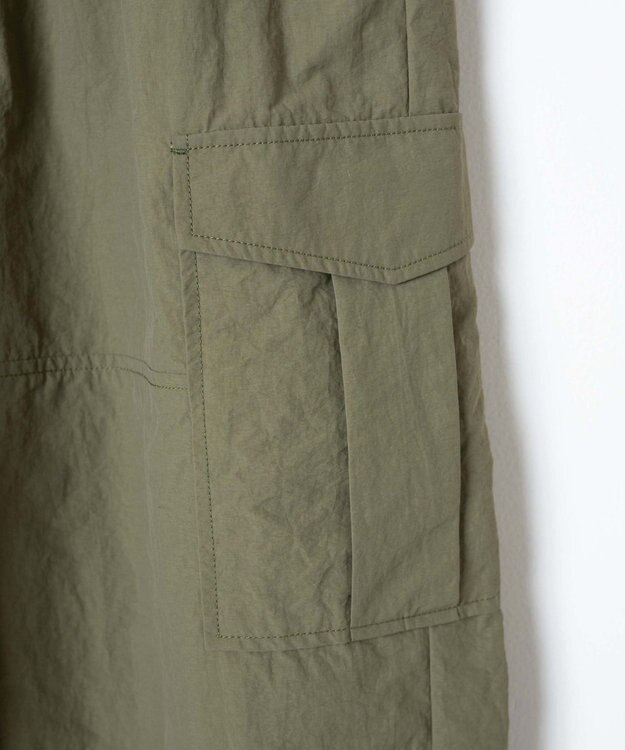 WEGO 【ウエストゴム】ナイロンイージーワイドカーゴパンツ カーキ