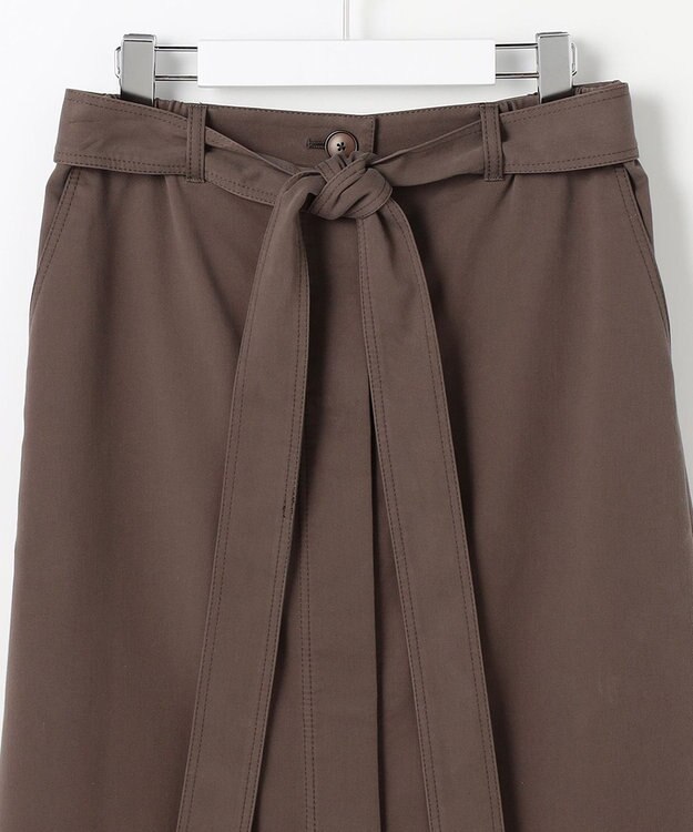 自由区 L ブラッシュドコットンサテンナロー スカート ダークブラウン