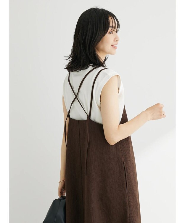 Green Parks 表面感キャミワンピース Brown