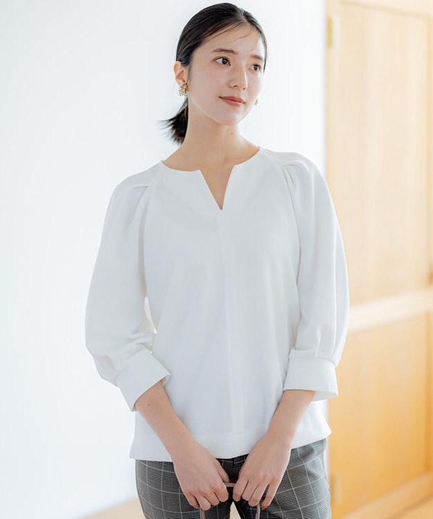 組曲 タックスリーブカルゼ カットソー アイボリー系