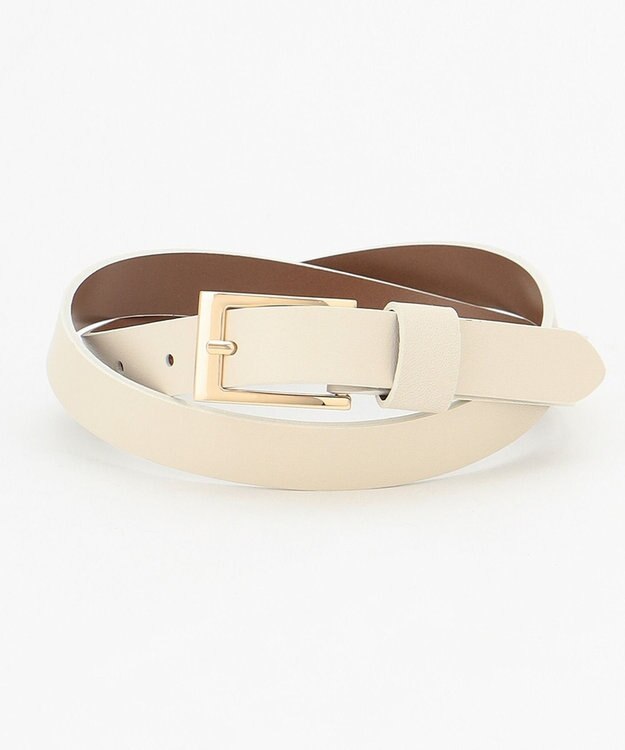 23区 スクエアバックル ベルト ホワイト系