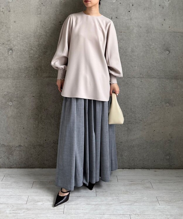 #Newans 【LEE掲載アイテム】ダブルギャザーロングスカート グレー