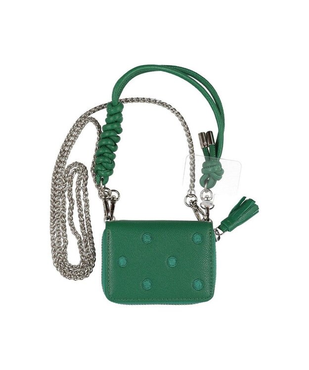 UNBILLION ペルケ perche / ドット刺繍ジャバラチャームウォレットショルダー グリーン