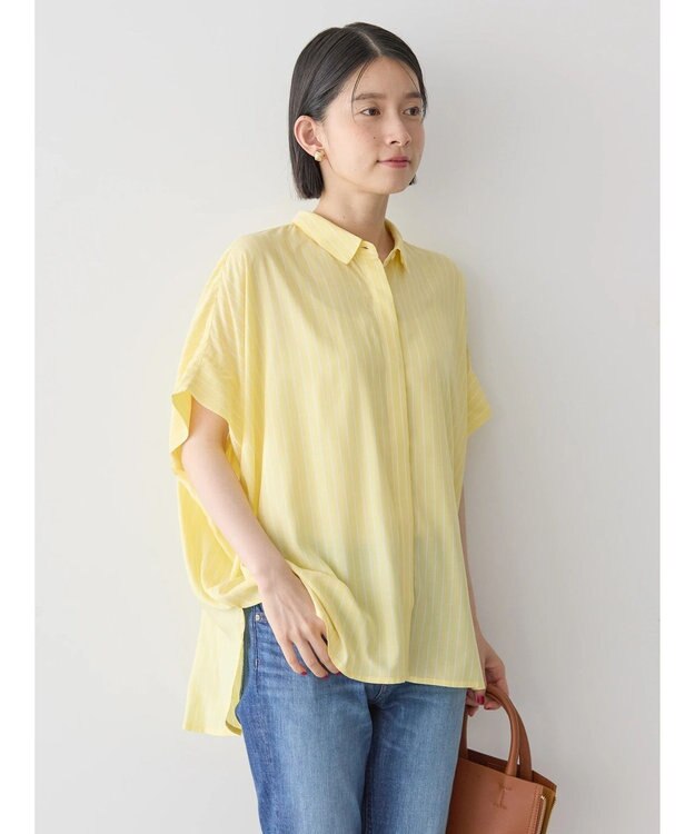 AMERICAN HOLIC サラックールフレンチスリーブシャツ Stripe Yellow