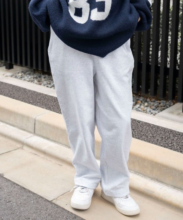 WEGO 【ウエストゴム/XSSMサイズ展開】スウェットワイドパンツ アッシュグレー