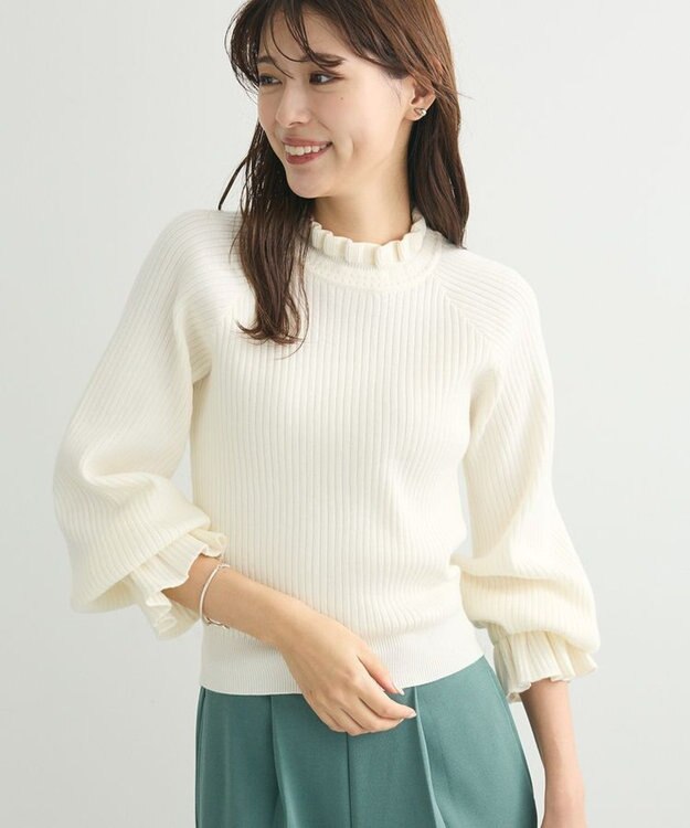 Green Parks ・ｓｗｉｎｇ　ｂｙ　キャンディスリーブリブニット Off White