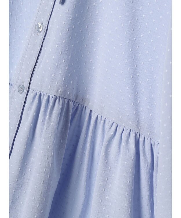 earth music&ecology リボン付き切り替えギャザーシャツチュニック Light Blue