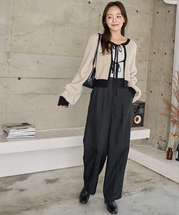 WEGO 【2024年秋冬新色カラー追加★】リボン2WAYカーデ ホワイトアイボリー