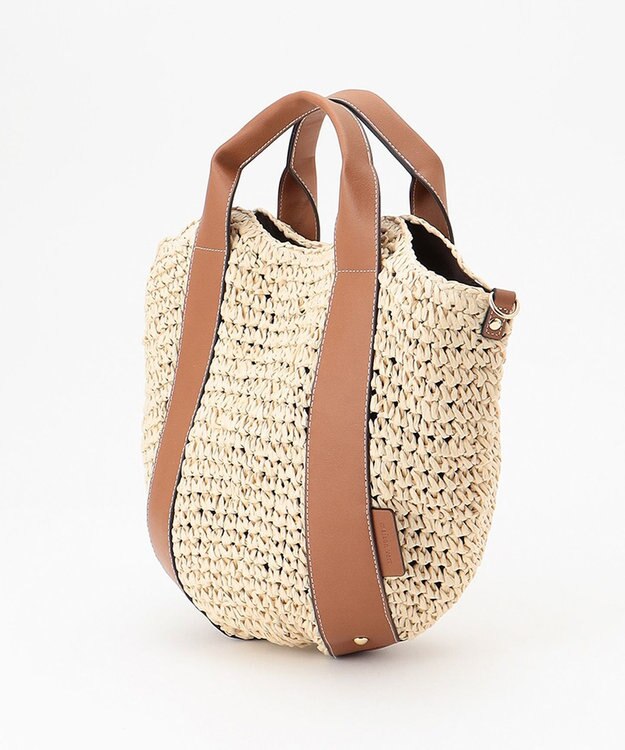 LA BAGAGERIE 【maison vert】 【ペーパー素材・多収納】ラウンド2WAYかごバッグ キャメル