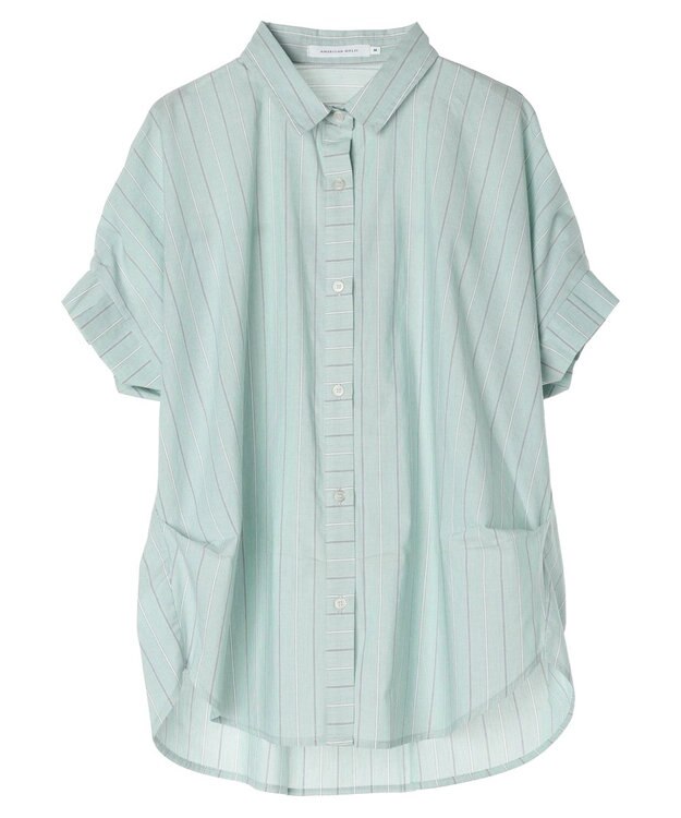 AMERICAN HOLIC ＵＶカット袖タックフレンチスリーブシャツ Stripe Green