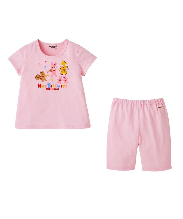 MIKI HOUSE HOT BISCUITS 【80-120cm】 キャビット ルームウェア 上下セット ピンク