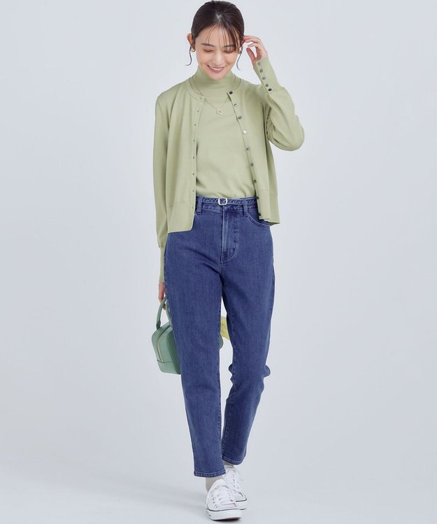 組曲 L 【6色展開・UVケア】クルーネックモダンカーディガン ピスタチオ系