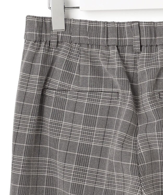 23区 【洗える】ウォームストレッチ チェック ワイド パンツ グレーチェック