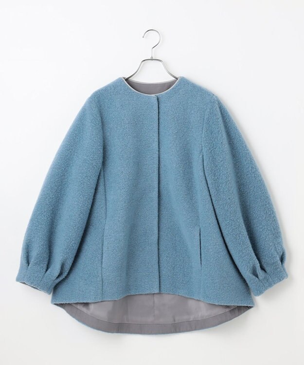 #Newans 【洗濯機可能】バックフレアショートコート ブルー