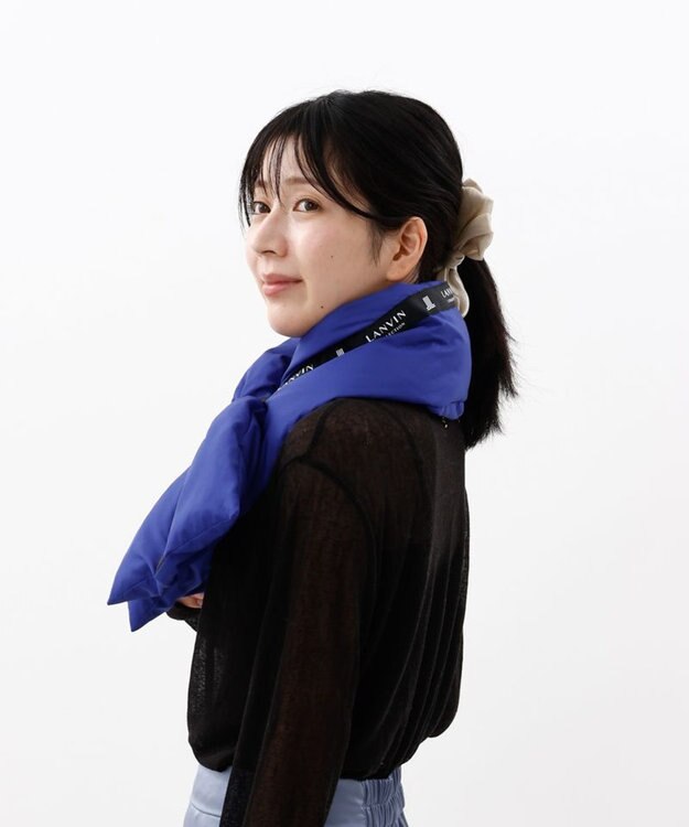 AURORA 【 LANVIN COLLECTION（ランバン コレクション） 】中綿リボン付マフラー(WASH) ブルー