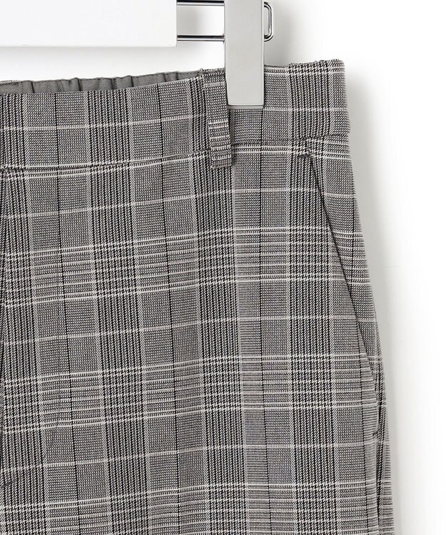 23区 【洗える】ウォームストレッチ チェック ワイド パンツ グレーチェック