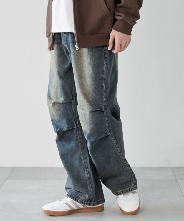 WEGO パラシュートデニムパンツ デニム淡加工色