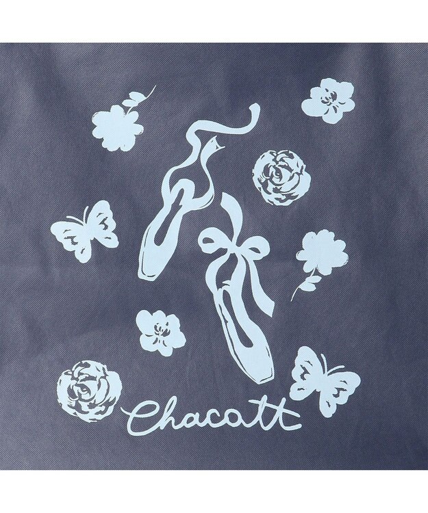 Chacott フラワー不織布バッグL ネイビー