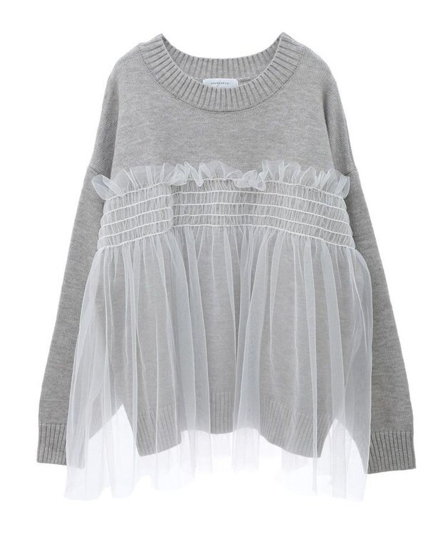 Green Parks ・ＡＮＤＳＥＡＲＣＨ　チュールレイヤードニット Light Gray