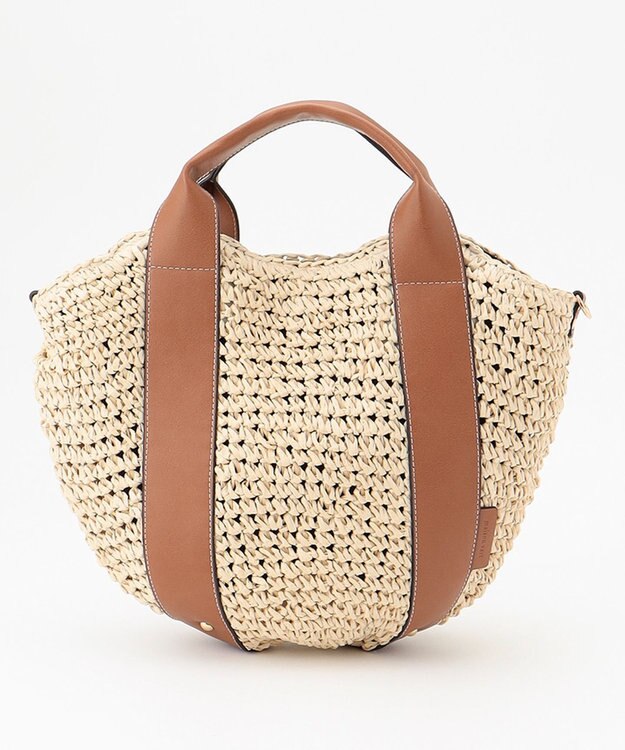 LA BAGAGERIE 【maison vert】 【ペーパー素材・多収納】ラウンド2WAYかごバッグ キャメル