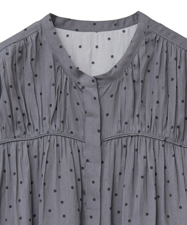 YECCA VECCA ドット柄ギャザーブラウス Camel