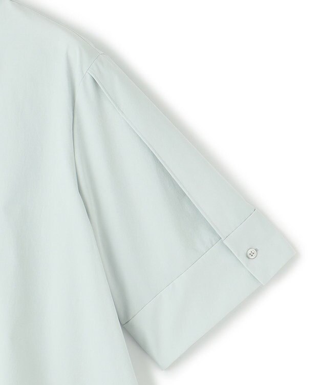 ICB 【洗える】ヴィンテージスパンブロード バンドカラーシャツ アイスグレー系