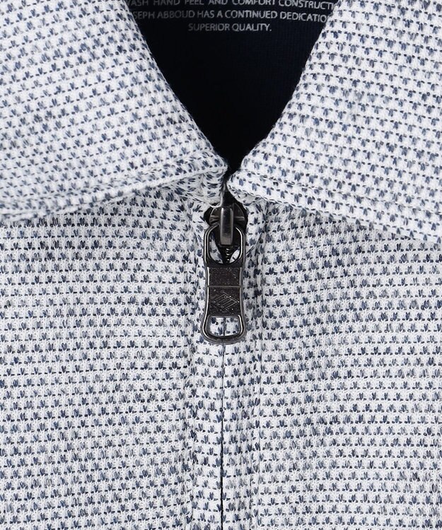 JOSEPH ABBOUD  【フランス産リネン×日本の技術・清涼感】ノルマンディリネントップジャージ ジップ ポロシャツ ブルー系