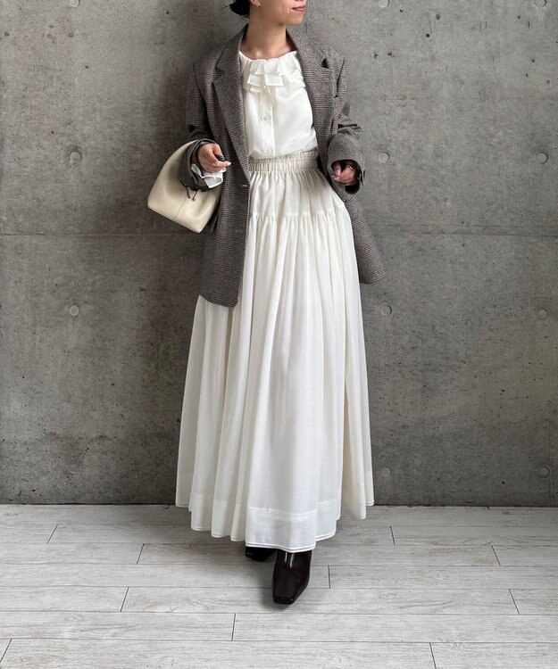 #Newans 【LEE掲載アイテム】ダブルギャザーロングスカート ホワイト
