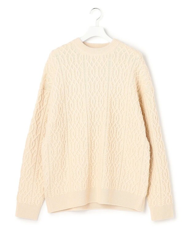 J.PRESS YORK STREET 【UNISEX】アランケーブル クルーネック ニット アイボリー系